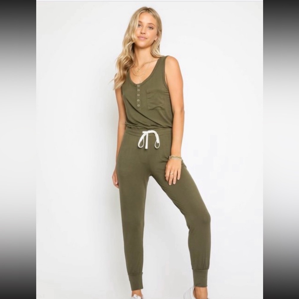 OLIVE TIE JUMPSUIT WORN 1X!